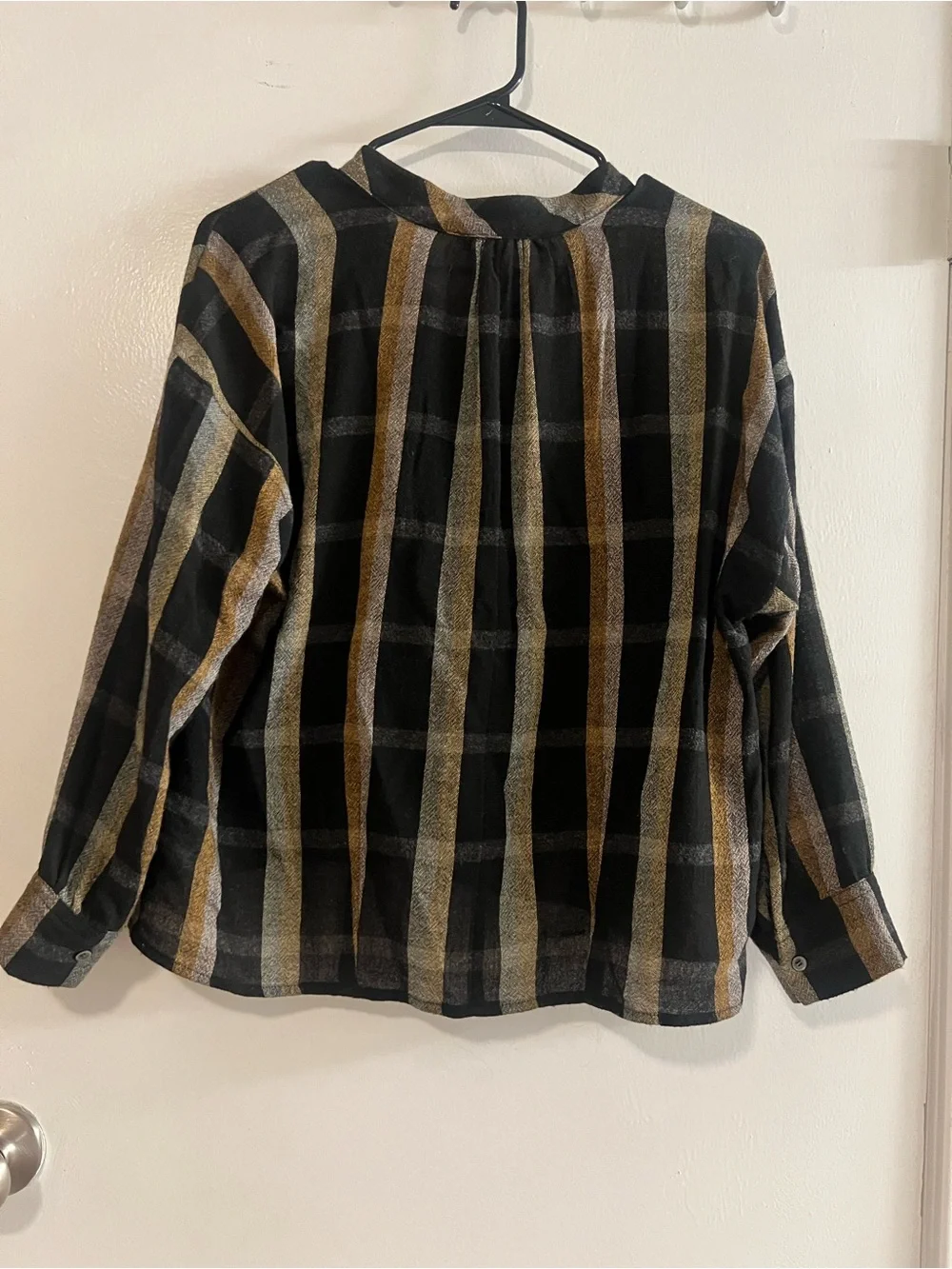 Madewell Black Striped Top with Metallic Gold & Gray Threads - Size XS